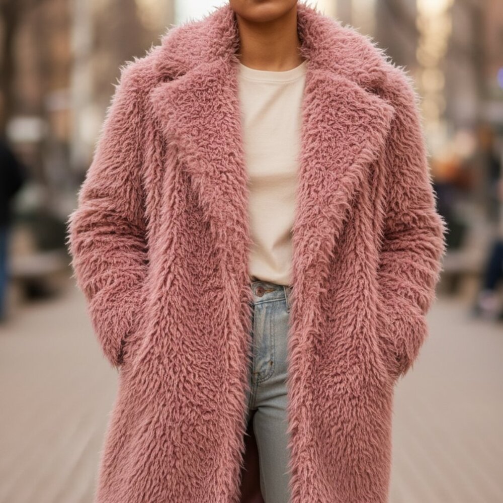 NWT Wild Fable Blush Pink Faux Fur Coat XXL – Oversized Cozy Jacket - Picture 2 of 9